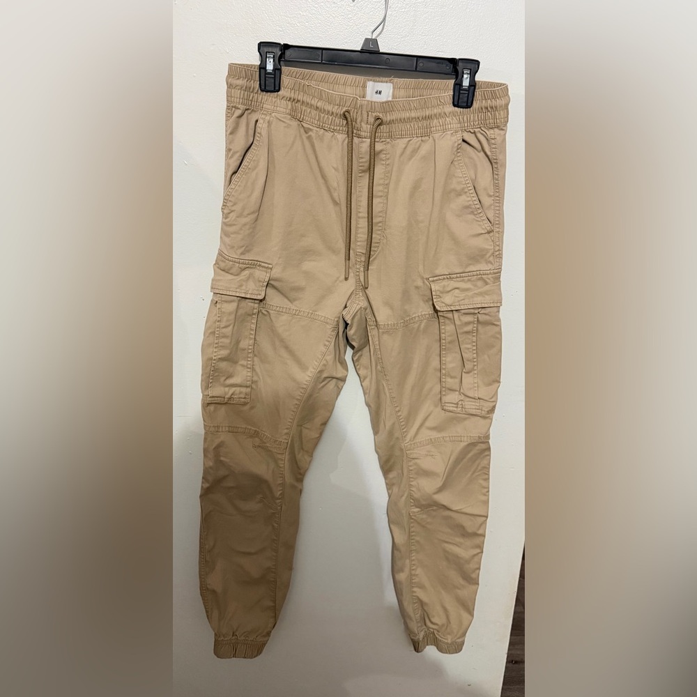 H&M Women’s Cargo Pants in Tan SZ S Pockets Y2K